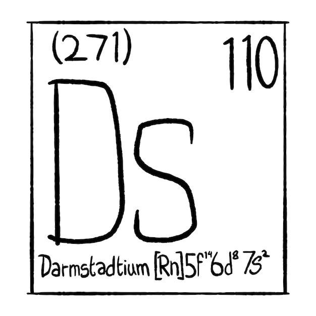 Векторная икона химических элементов, нарисованная вручную