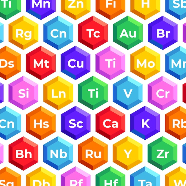 Vector chemical elements in hexagons vector illustration