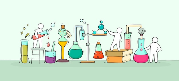 Chemical experiment with working little people