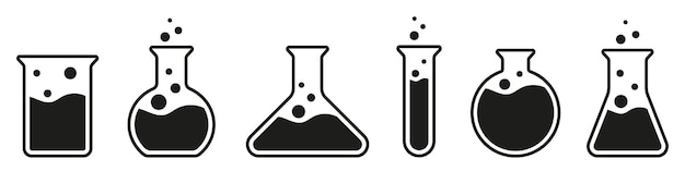 Collezione di icone vettoriali per matracci chimici icone scientifiche