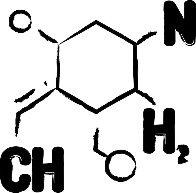 Химическая формула, нарисованная вручную векторная иллюстрация