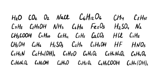 Chemical formula vector doodle illustration education element