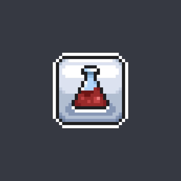 Vector chemical glass bottle sign in pixel art style