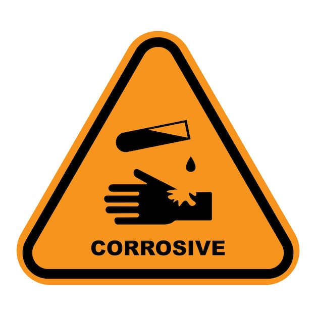 Chemical hazard icon corrosive warning symbol vector illustration design