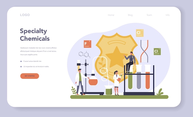 ベクトル 化学業界のwebバナーまたはランディングページ