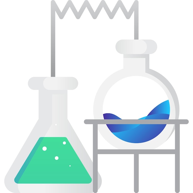 Chemical lab equipment glassware flat vector icon