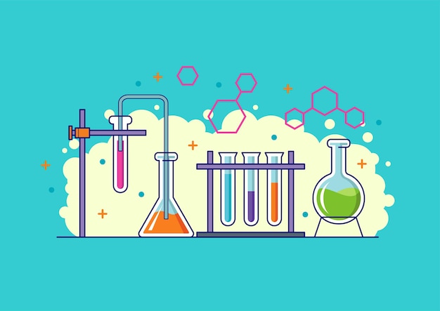 Chemical lab experiment illustration concept designs