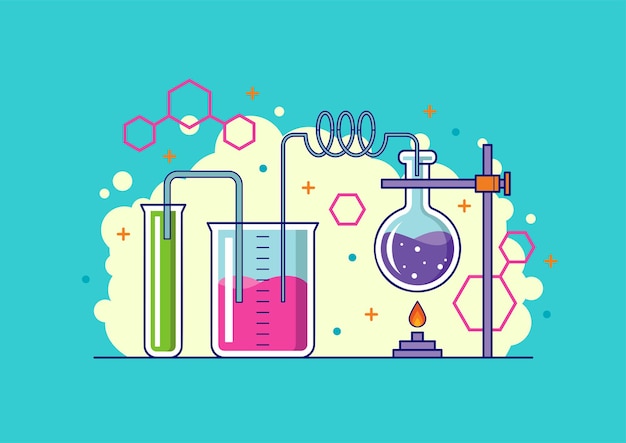 Chemical lab experiment illustration concept designs