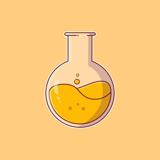 Vector chemical laboratory glass with liquid vector flat illustration