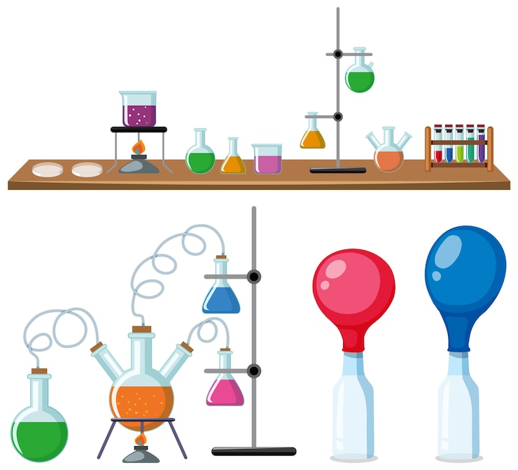 Vector chemical laboratory science chemical objects