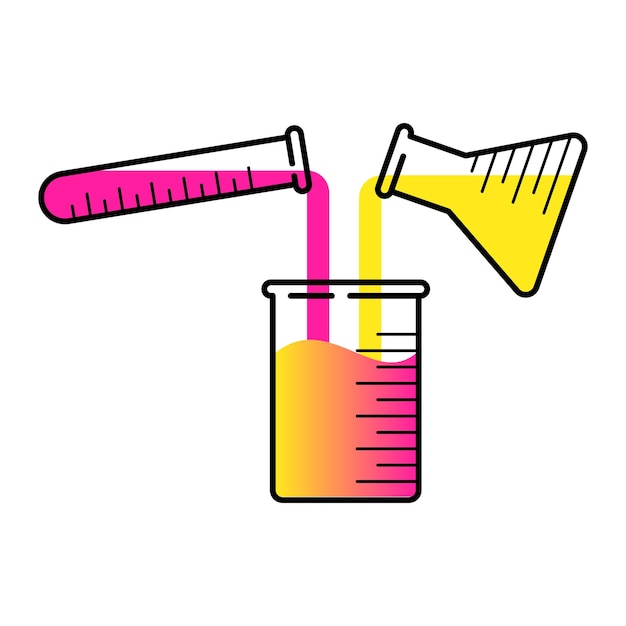 Chemical mixing in a test tube icon for science or education related design element