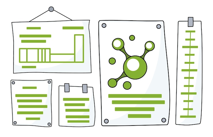 Vector chemical or pharmacy information posters with science and health symbols text frame surfaces