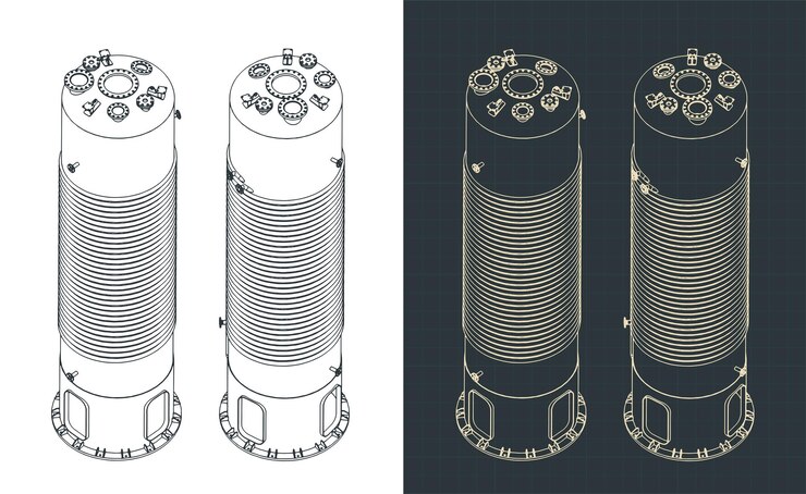 Vector chemical reactor isometric blueprints