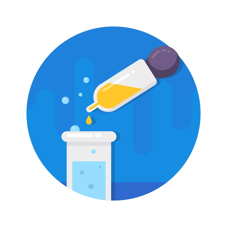 Vector chemical test tube with dropper showing concept icon of la experiment