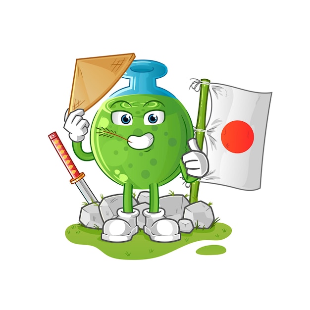 Chemical tube japanese vector. cartoon character