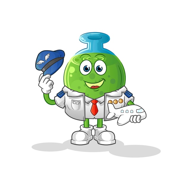 Vector chemical tube pilot mascot. cartoon vector