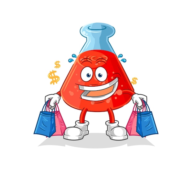 Chemical tube shoping mascot cartoon vector