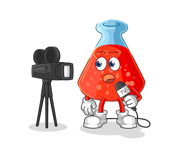 Chemical tube tv reporter cartoon cartoon mascot vector