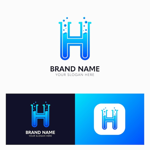 Chemie lab letter H logo ontwerpsjabloon