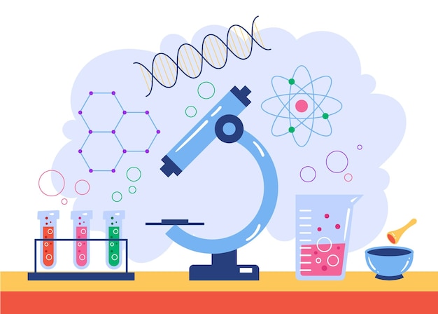 Chemie laboratorium school vak levert gereedschap wetenschap apparatuur reageerbuis kolf concept