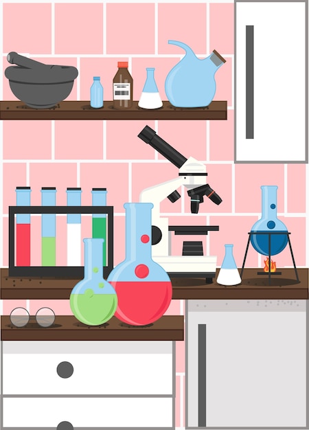 Vector chemie science lab poster ontwerpsjabloon