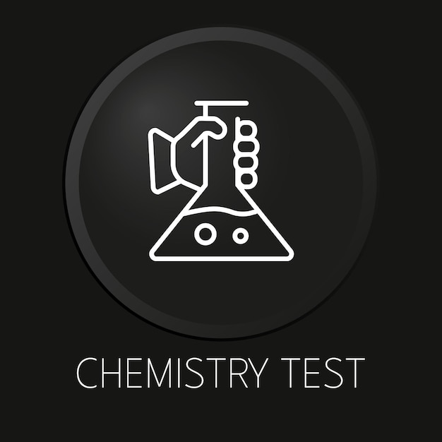 Chemie test minimaal vector lijn pictogram op 3d knop geïsoleerd op zwarte achtergrond premium vector