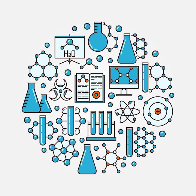 Vector chemie vector concept ronde gekleurde illustratie