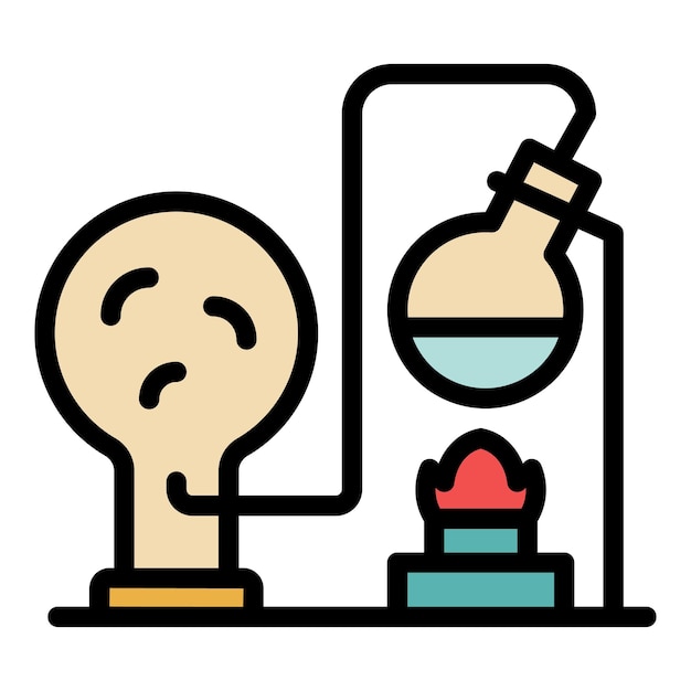Chemisch experiment pictogram Overzicht chemisch experiment vector pictogram kleur plat geïsoleerd