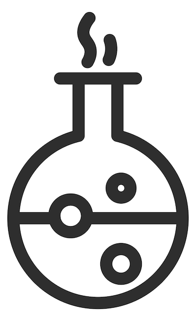 Chemisch glas lijn pictogram Lab experiment apparatuur geïsoleerd op witte achtergrond