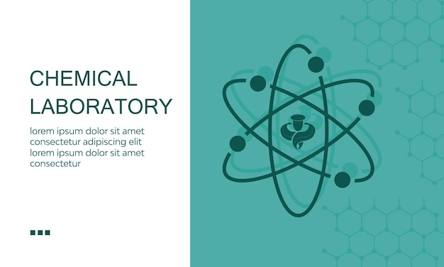 Chemisch laboratorium banner met atoom pictogram vectorillustratie