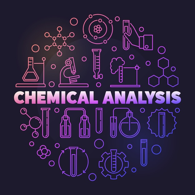 Chemische analyse kleurrijke ronde overzicht pictogram illustratie