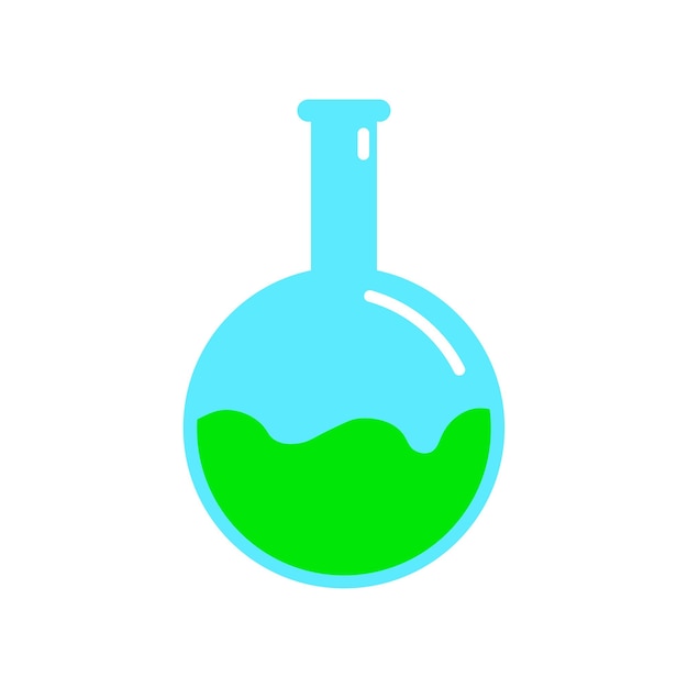 Chemische kolf met groene vloeistof. Vector illustratie. EPS 10.