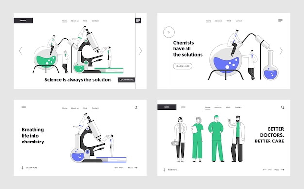 化学と医学のランディングページセット