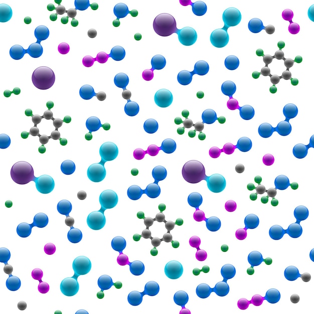 Chemistry atomic molecular d structure seamless pattern abstract design concept for science