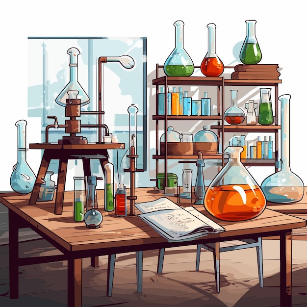 Vettore chemistry_classroom_interior_vector_illustrated