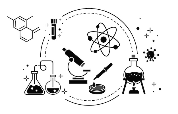 Vector chemistry icons line set