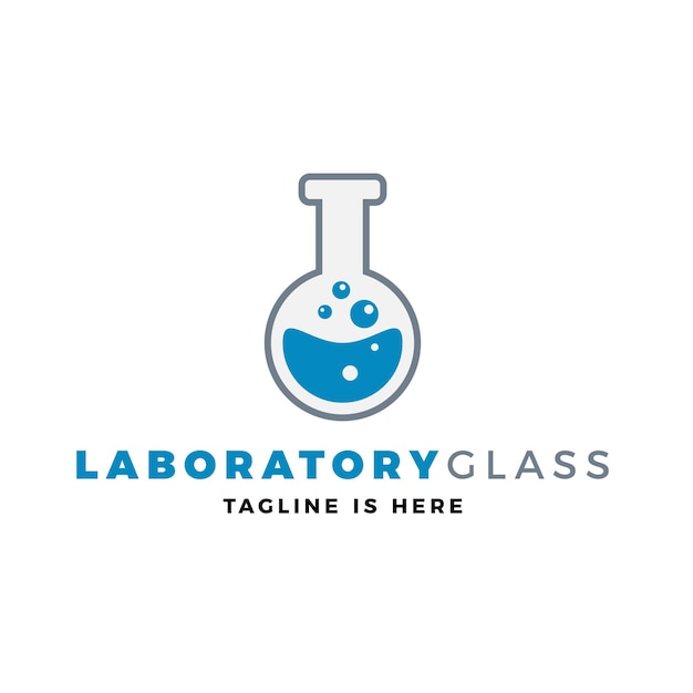 Vector chemistry laboratory glass logo vector icon illustration