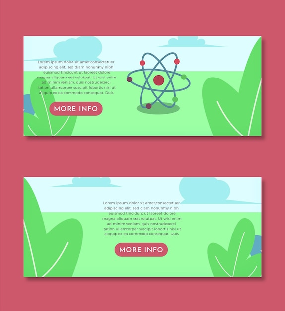 Chemistry Particle Flat Illustration Banner Set Design Template