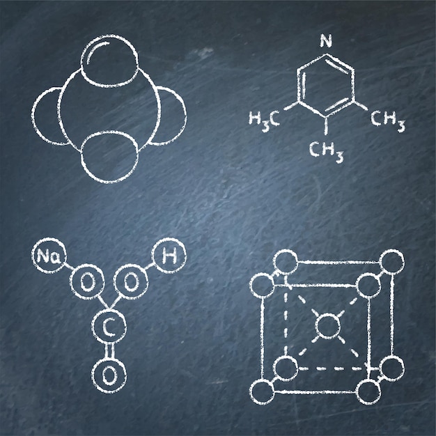 Vector chemistry science chalkboard icon set