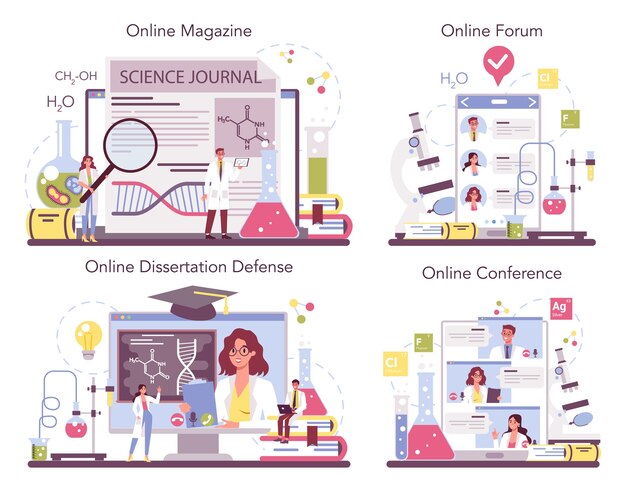 Chemistry science online service or platform set