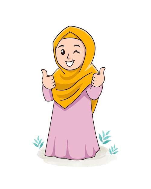 Premium Vector | A cherful muslim girl