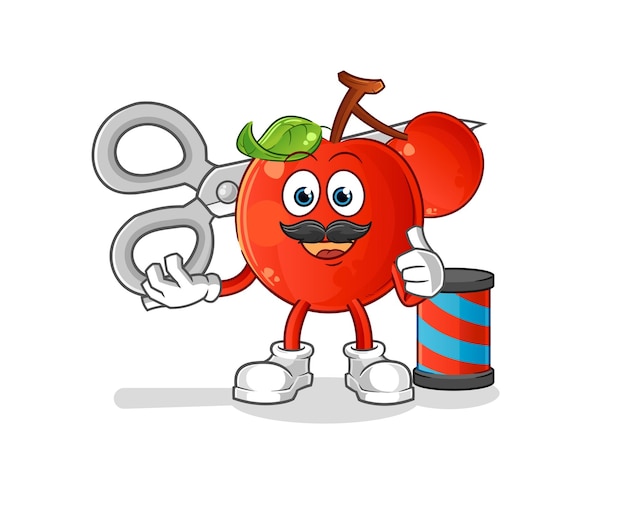 Cherries barber cartoon cartoon mascot vector
