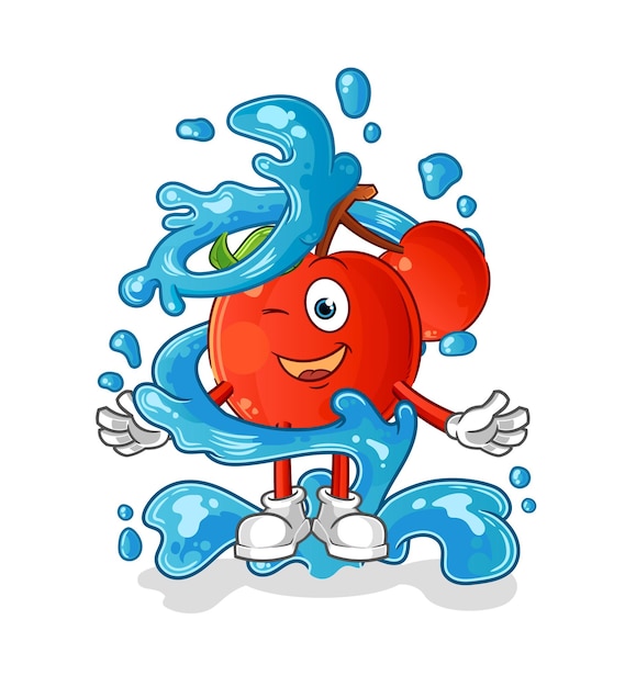 Cherries fresh with water mascot cartoon vector