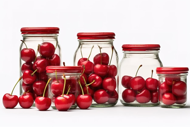 Vector cherries in a glass jar