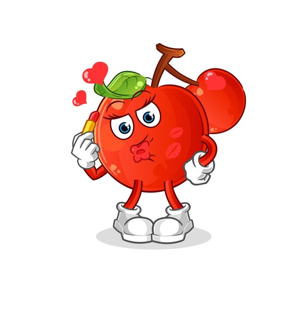 cherries make up mascot. cartoon vector