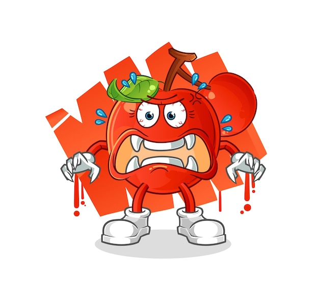 Cherries monster vector cartoon character