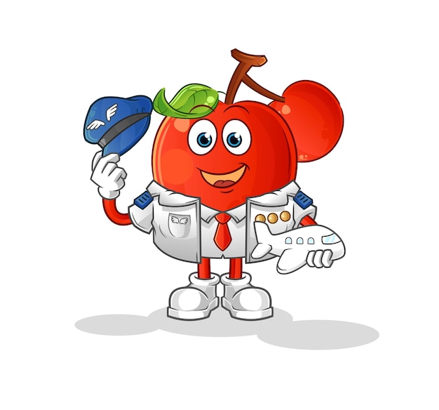 Cherries pilot mascot. cartoon vector