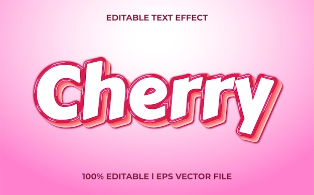 cherry 3d text effect with cute theme. pink typography template for minimalist tittle