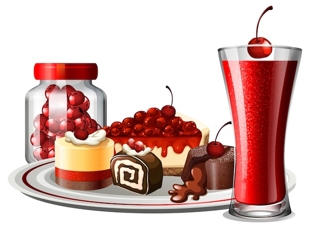 Cherry bakery and beverage set
