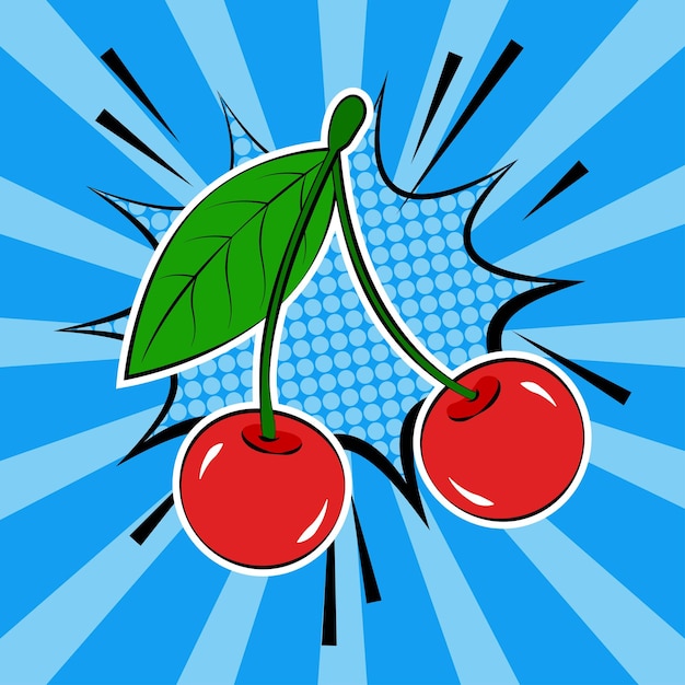 Cherry berries in popart style